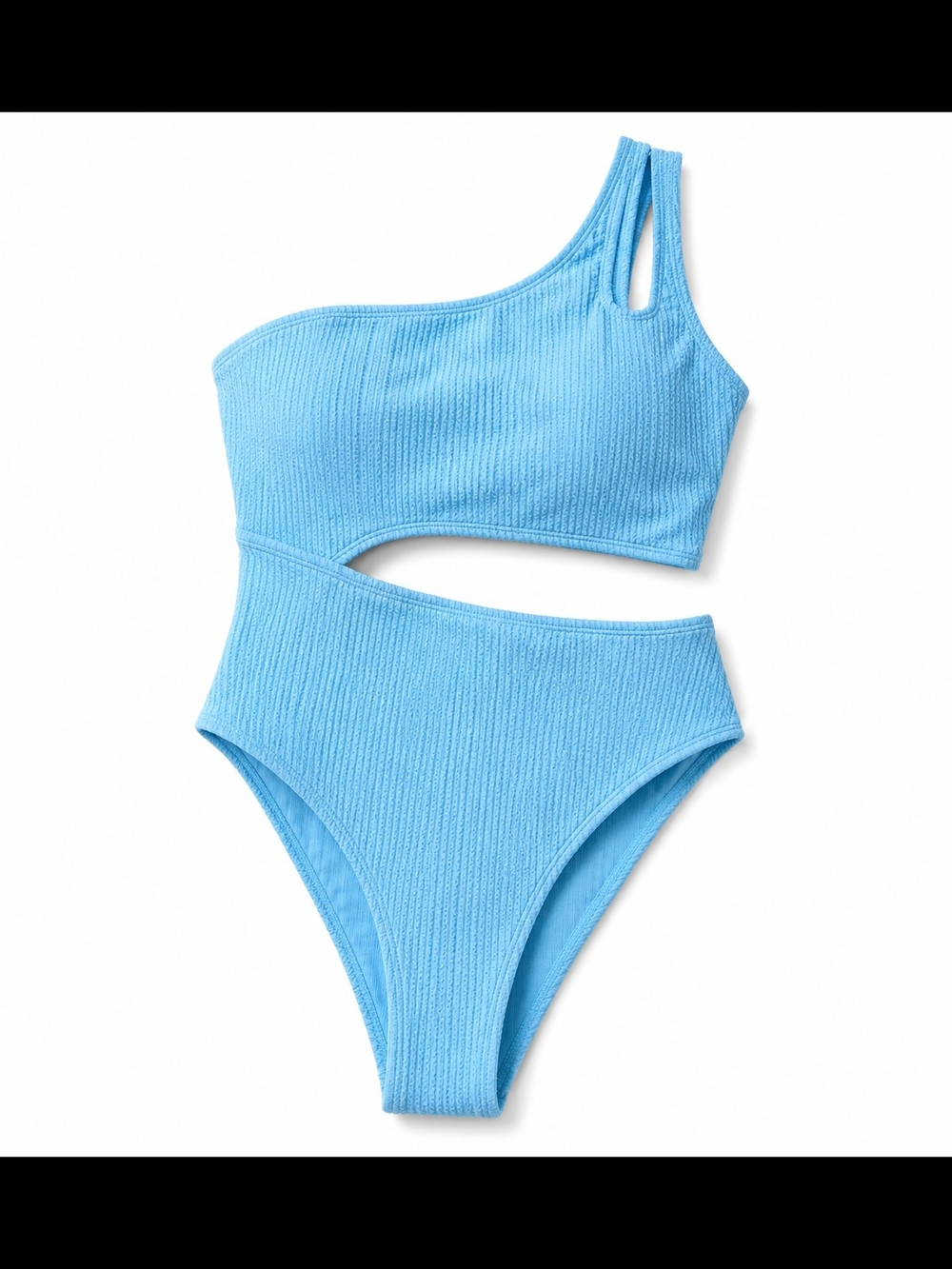Light Blue One-Shoulder Cutout Swimsuit – Size Large NWOT